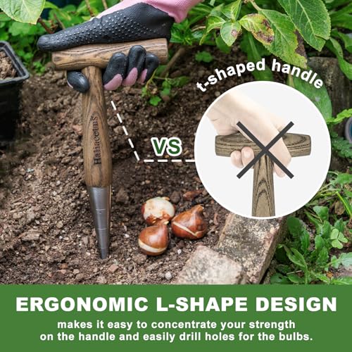 Haliaeetus Dibbler Garden Tool, 5'' Depth Mark Bulb Dibber for Sowing Seeds