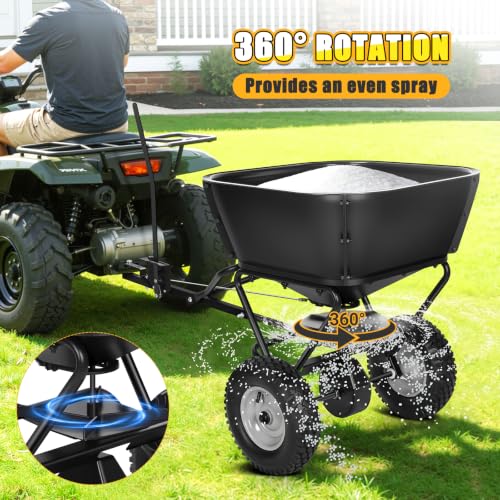 Pull Behind Broadcast Spreader, Fertilizer Spreaders for Lawn Seed Spreader - color: Black