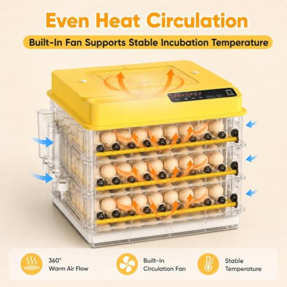 New 216 Egg incubators for Hatching Eggs with Automatic Turning - color: 216 Egg Yellow