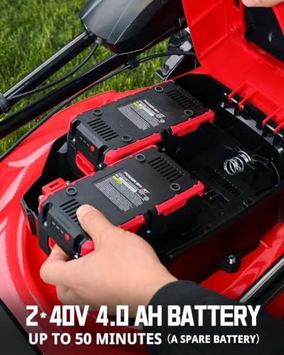 PowerSmart 40V 21" Electric Lawn Mower with Brushless Motor - color: Black and Cherry