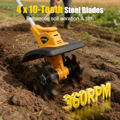 21V Cordless Tiller Cultivator for Gardening with 2 x Batteries