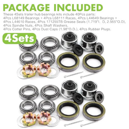 Jeemiter L44649 L68149 Trailer Bearing Kit 4 Sets 3500LB #84 Spindle Dexter - size: L44649 4Sets