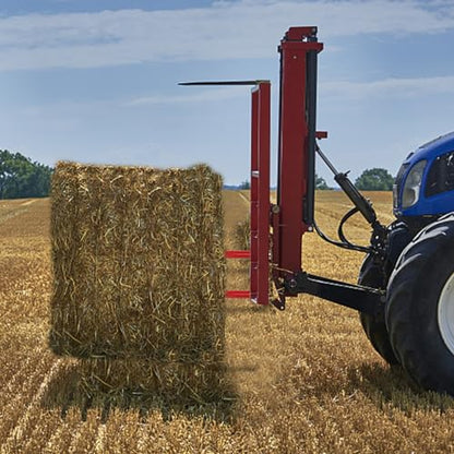 VEVOR Pair Hay Spear 49" Bale Spear 3000 lbs Capacity, Bale Spike Quick Attach Square Hay Bale Spears 1 3/4", Red Coated Bale Forks, Bale Hay Spike with Hex Nut & Sleeve for Buckets Tractors Loaders