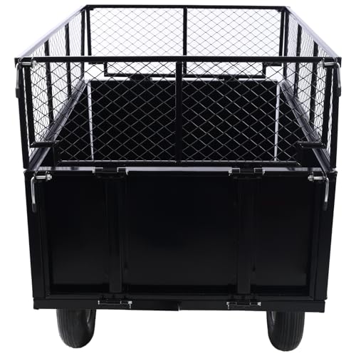 Geelife ATV Trailer Steel Dump Cart, 750lbs 22 Cubic Feet Utility Trailer Lawn Garden Trailer with Heavy Duty Tow Behind Carts and Removable Sides for Tractors, ATV, UTV, Lawn Mowers