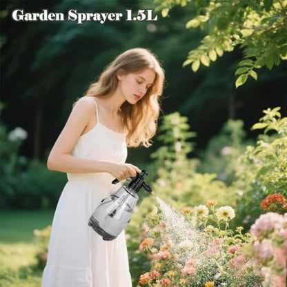 2 Pack Handheld Pump Sprayer, Garden Pressure Water Spray Bottle - color: 1.5L-Grey-2PCS