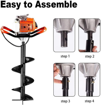 85cc Auger Post Hole Digger Gas Powered Earth Digger 2-Stroke Petrol - size: 85cc+3 auger(4"8"12")+2 Ext(24"24")