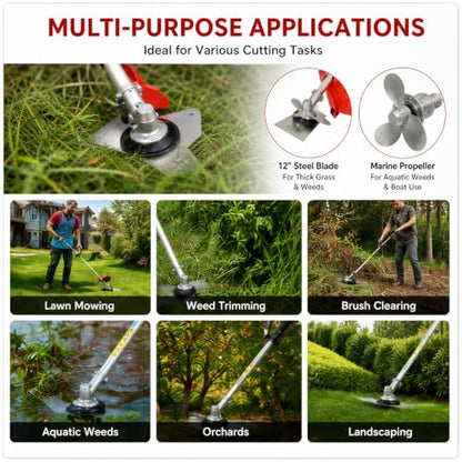 38.3CC 4-Stroke Gas Powered 2 in 1 Brush Cutter with Marine Propeller