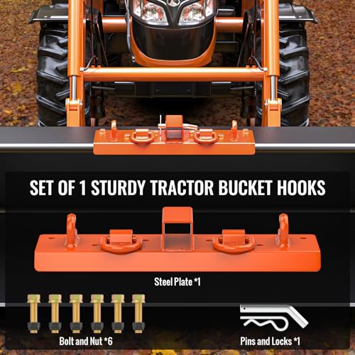 Tractor Bucket Hooks with 2" Receiver, 3/8" Bolt On Grab Hooks&1/2" D Rings