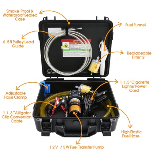 12V Electric Fuel Transfer Pump 110GPH Gasoline Transfer Pump Set - color: 110GPH, size: PRO SET