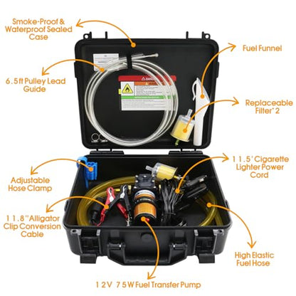 12V Electric Fuel Transfer Pump 110GPH Gasoline Transfer Pump Set - color: 110GPH, size: PRO SET