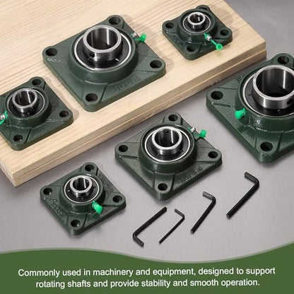 uxcell UCF207-21 Pillow Block Bearings, 1-5/16 inch Bore Self Alignment, Solid Cast Iron Base, Chrome Steel Square Flange Mounted Pillow Block Ball Bearing, (ABEC3) - size: UCF207-21 (1-5/16 inch)