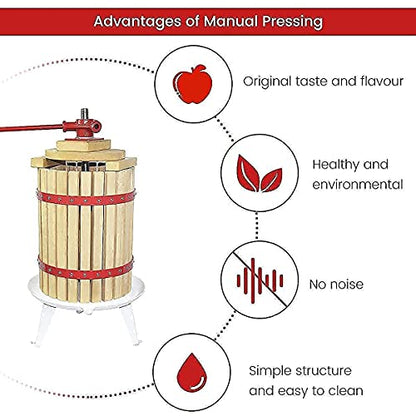 Fruit Wine Press and Crusher,100% Nature Apple&Grape&Berries Crusher Manual Juice Maker for Kitchen