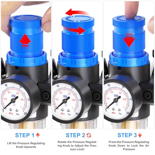 TAILONZ 1/4"NPT Pneumatic Pressure Regulator AFC2000 with Gauge & Lube Cup - style: Regulation + Filtration + Lubrication