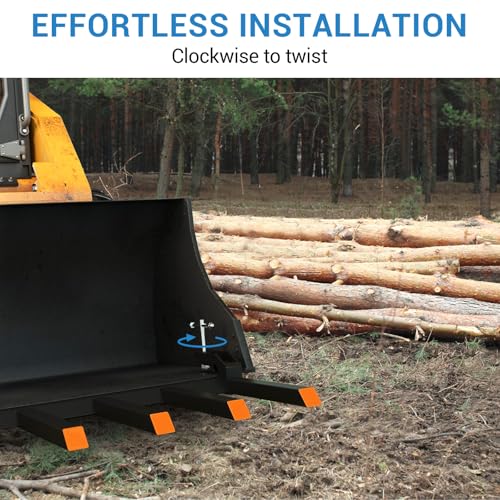 Garvee Clamp On Debris Forks to 68" Bucket, 5400lbs Capacity Heavy Duty Clamp On Pallet Forks Bucket Forks Attachments Fit for Loader Bucket Skidsteer Tractor - size: 68'' Bucket