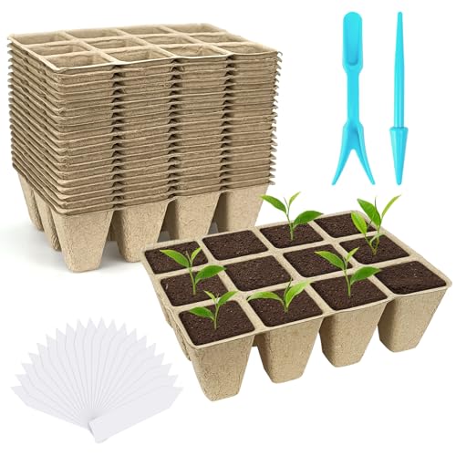 240 Cells Biodegradable Seedling Starter Trays, 20 Pack Plant Starter Kit - size: 240 Cells, 20 Packs