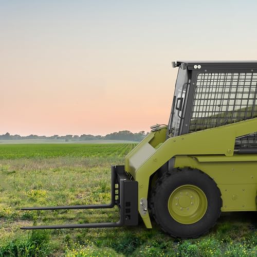 Skid Steer Pallet Fork Frame Attachment, 42" Fork & 45" Frame, 2500lbs Capacity, 2" Receiver Hitch & 3 Spear Sleeves, Quick Attach Frame for Kubota & Compact Loader Loaders, Heavy Duty