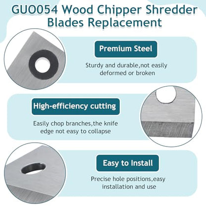 4 Pack Wood Chipper Shredder Blades with Screw Replacement for Landworks