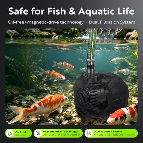 150W Pond Pump, Adjustable Flow 800~2,7800GPH Fountain Pump - size: 150W