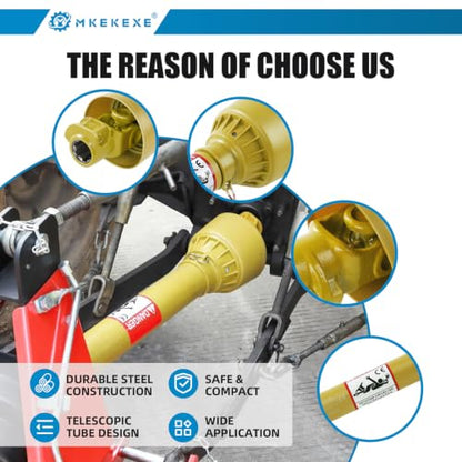 PTO Shaft 1 3/8" 6 Spline End T1 27"-35" PTO Drive Shaft for Tractor T1-680-05B-05B-YIIIP, Series 1 Tractor PTO Shaft, Fit For Mower, Wood Chipper, Tractor, Rotary Tiller, Rotary Cutter, Brush Cutter,