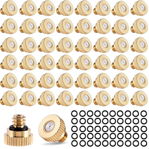 50 Pack Brass Misting Nozzles 10/24 UNC 0.02" Orifice Heavy Duty - size: 50pc-Misting Nozzle With O Ring