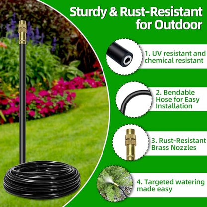 60FT Drip Irrigation Kit, 19 360° Copper Nozzles, Garden Watering System - size: 60FT