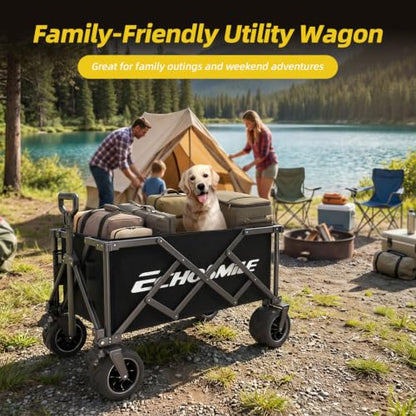 EchoSmile Wagons Carts Foldable Heavy Duty with 400Lbs Wt, 200L Cap, Black - color: Black-aw