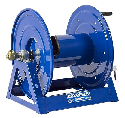 Coxreels 1125-6-100 Hand Crank Steel Hose Reel, 1125 Series – 1" x 100', 3,000 PSI - Heavy Duty All Welded Steel A Frame – Adjustable Tension Break – Made in The USA, Blue - size: 1" x 100'
