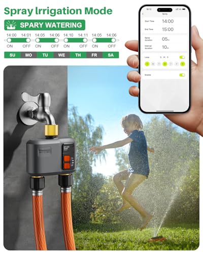 WiFi Sprinkler Timer 2 Zone, 984ft Range Smart Water Timer for Garden Hose - style: 2 Zone Brass Inlet & Outlet