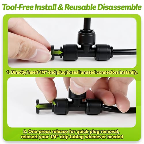 Quick Connect 1/4" Drip Irrigation Goof Plug Fitting: 32 Pieces Drip Line End Cap Parts for 1/4-Inch Push to Fit Connectors for Garden Lawn Sprinkler System - size: 1/4" Plug-32P