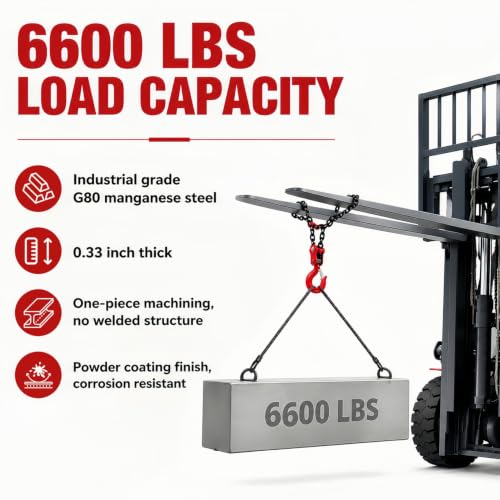 Forklift Lifting Hook 6600LBS, 360° Swivel, G80 Steel Forklift Attachment