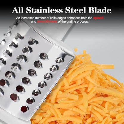 Ourokhome Rotary Cheese Grater Hand Crank, Kitchen Shredder Speed Mandolin Slicer Ice Shaver with Handle and Drum Blades for Cheese, Vegetable, Nuts, Chocolate, Potato, Carrot, 5 Blades, Dark Blue - color: C-Dark Blue, style: 5 blades