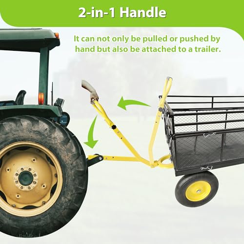Steel Garden Cart Heavy Duty 1400 lbs with Removable Mesh Sides