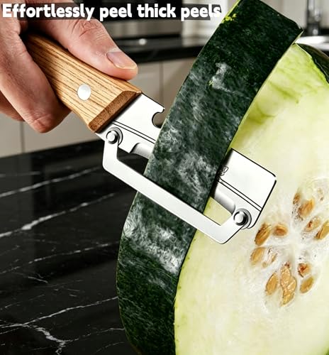 Maxjoy Vegetable Peeler, Stainless Steel Blade, Wooden Handle - color: Brown#Silver-11