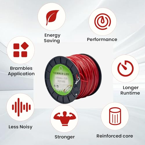 105" Square Commercial Trimmer Line 5LB Red 977FT Spool - size: .105"