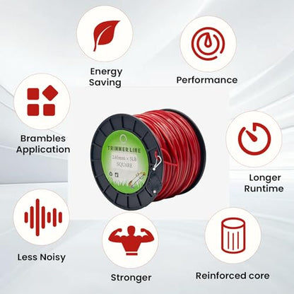 105" Square Commercial Trimmer Line 5LB Red 977FT Spool - size: .105"