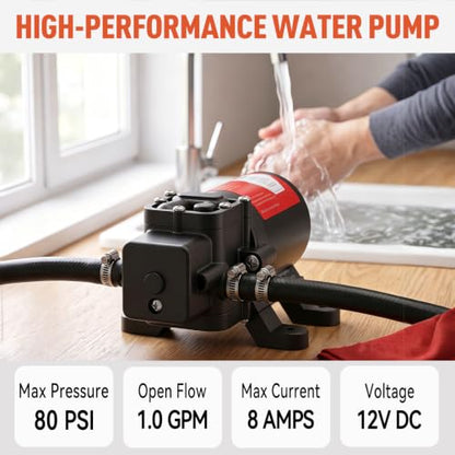 12V Sprayer Pump, 1.0gpm-2.6amp-80psi, Chemical and Corrosion Resistant, Compatible with Roundup, Diaphragm Pump with Self-Priming for Agricultural Spraying, Rv, Boats, Etc (1.0GPM) - size: 1.0GPM