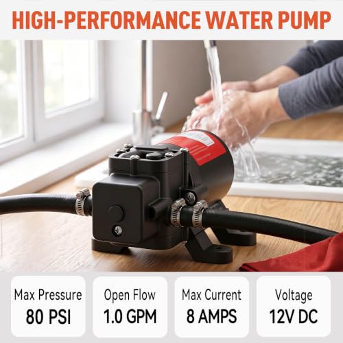 12V Sprayer Pump, 1.0gpm-2.6amp-80psi, Chemical and Corrosion Resistant, Compatible with Roundup, Diaphragm Pump with Self-Priming for Agricultural Spraying, Rv, Boats, Etc (1.0GPM) - size: 1.0GPM