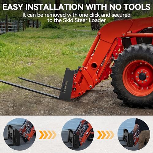 YINTATECH 42" Skid Steer Pallet Fork Frame 3000 lbs Quick Tach Loader Mount