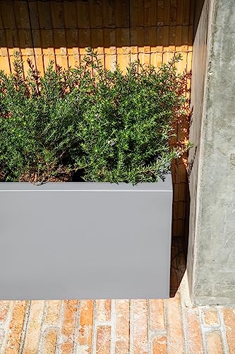Veradek Block Series Long Box Planter - Rectangular Outdoor Planter - color: Gray, size: Small