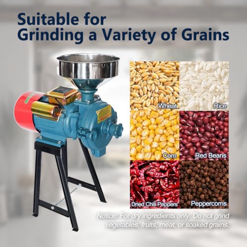 3000W Electric Grain Mill, 110V Corn Wheat Rice Grinder, 2800 RPM