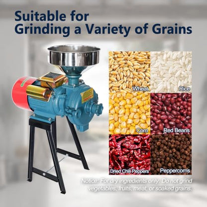 3000W Electric Grain Mill, 110V Corn Wheat Rice Grinder, 2800 RPM