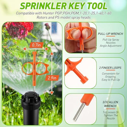 5 Pack Sprinkler Adjustment Tool Compatible with Hunter Rain Bird (Orange) | Rotor Key, Pull-Up Tool and Screwdriver, Arc and Radius Adjustment, Lawn Irrigation Maintenance - color: Orange
