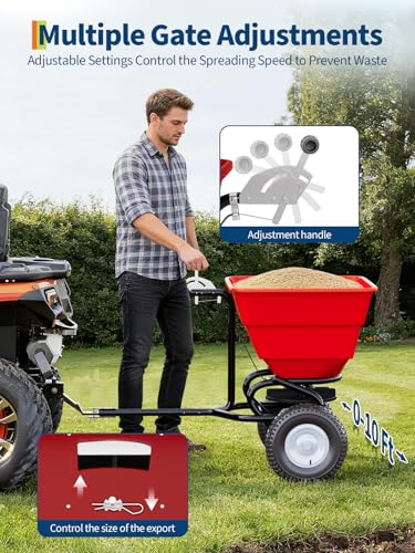130 lbs Tow-Behind Broadcast Spreader, Pull Behind Fertilizer&Seed Spreader