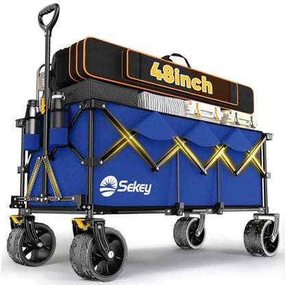 Sekey 300L Extended Collapsible Wagon, 660 lb Capacity, 48 in Long - color: Royal Blue