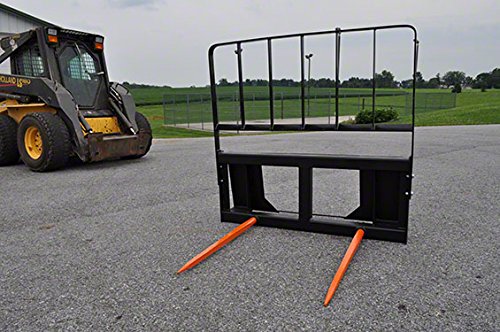 Skid Steer Attachment, 2 x 39" Hay Bale Spear w/Guard-WD, Rated 3000 LB, Quick Attach - size: 2 x 39" W/ Guard