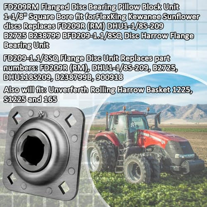 FD209RM 1-1/8" Square Bore Disc Harrow Flange Bearing for Farm Machinery
