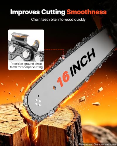 VEVOR Gas Powered Chainsaw 16 Inch 40CC 1.75HP 2 Stroke Engine Gas Chainsaw - size: 40CC-16inch