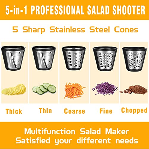 Electric Cheese Grater 5-in-1, 150W Salad Maker & Slicer Shredder - size: 150W