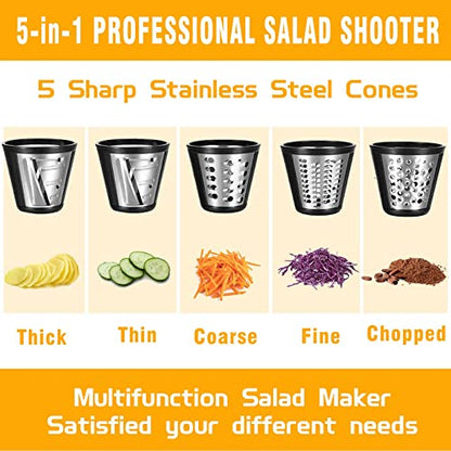 Electric Cheese Grater 5-in-1, 150W Salad Maker & Slicer Shredder - size: 150W