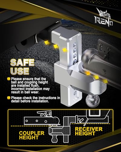 RENO Trailer Hitch (2" Receiver) - 8" Drop/Rise Adjustable Trailer Hitch - size: 2" Receiver x 8" Drop/Rise